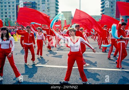 Germany, Berlin; communist parade in East Berlin at the 1st of May, 1980. Stock Photo