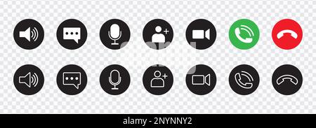 Set of icons for video conferencing, instant messengers. Vector illustration. transparent background. web icons Stock Vector