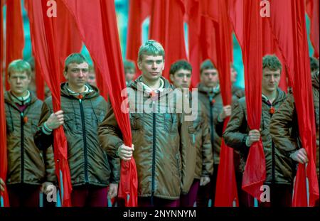 Germany, Berlin; communist parade in East Berlin during labour day at the 1st of May, 1980 Stock Photo