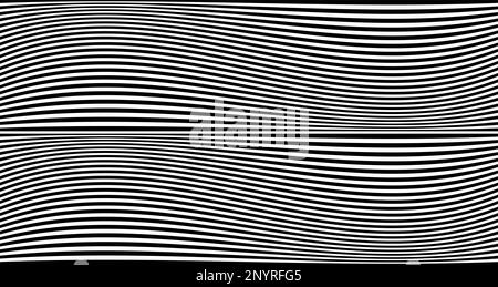 Black wavy stripes banner. Psychedelic Africa zebra lines. Abstract pattern. Texture with wavy stripy curves. Optical art background. Wave black and w Stock Vector