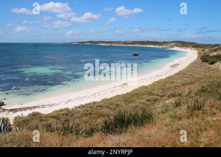 indian ocean at rocky bay rottnest island in australia Stock Photo