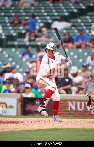 Nick Pratto (32) of Huntington Beach High School in Huntington Beach,  California during the Under Armour All-American Game presented by Baseball  Factory on July 23, 2016 at Wrigley Field in Chicago, Illinois. (