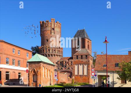 The Neustädter gate (Neustädter Tor) with its historical coat of arms, Tangermünde, Saxony Anhalt - Germany Stock Photo