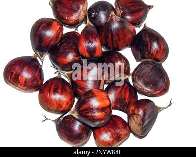 boiled chestnuts isolated on white background Stock Photo