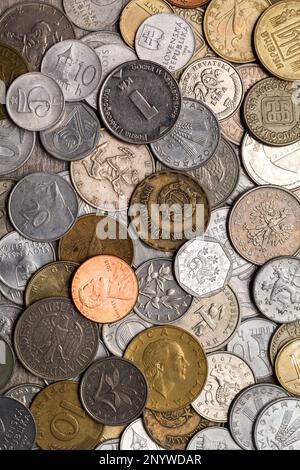 Antique coins of different countries from silver, bronze and copper ...