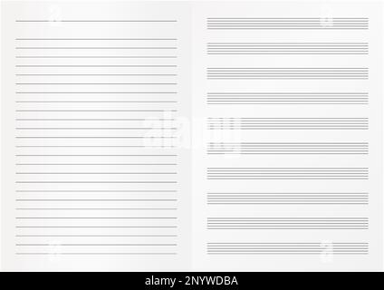Vintage blank sheet music page. Old music paper with empty stave for  writing notes., Stock vector
