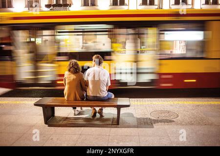 Street scene, in Nowy Swiat street, Warsaw, Poland Stock Photo