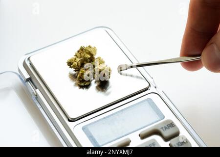 Cannabis Nugs Marijuana Buds On Scale Stock Photo 1380961934