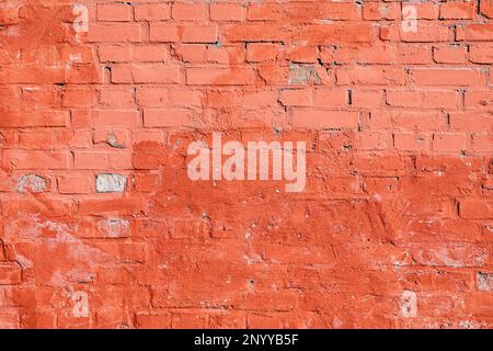 pattern of old brick wall painted in red color Stock Photo