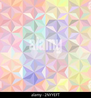 Vector Pastel Iridescent, Multi Colors or Holographic Geometric Triangles Seamless Pattern. Stock Vector