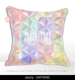 Vector Pastel Iridescent, Multi Colors or Holographic Geometric Triangles Seamless Pattern. Stock Vector