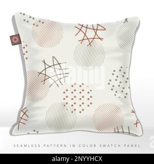 Vector Abstract Circle Seamless Japanese Wrapping Paper or Fabric Pattern in Khaki Colors. Stock Vector
