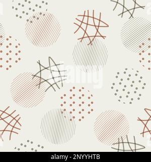 Vector Abstract Circle Seamless Japanese Wrapping Paper or Fabric Pattern in Khaki Colors. Stock Vector