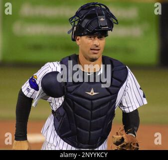 Trenton Thunder catcher Jorge Saez runs to third base during a playoff game  Stock Photo - Alamy