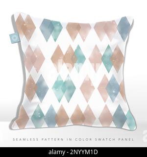 Vector Seamless Pastel Diamonds or Checkers Pattern, Retro and Watercolor Effect Stock Vector