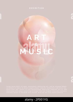 Vector Minimalist Abstract Marble, Ball, Sphere or Planet Poster, Book Cover or Advertisement Background. Pink and Beige. Stock Vector
