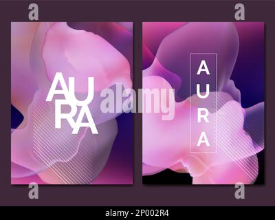 Vector Minimal Abstract Smoke or Aura Effect Background, Card, Book Cover or Poster Template in Pink, Blue and Purple. Stock Vector