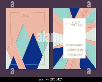 Vector Paper Cardboard Overlapping Triangles Illustration for Jewelry or Luxury Brand Invitation Card or Poster. Stock Vector