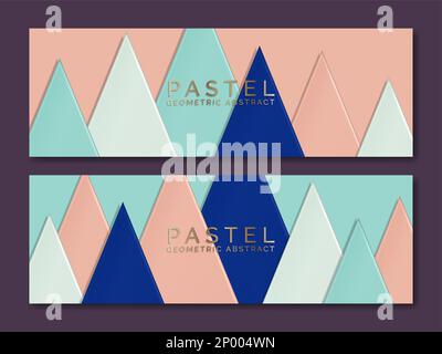 Vector Paper Cardboard Overlapping Triangles Illustration for Jewelry or Luxury Brand Banner or Voucher. Stock Vector