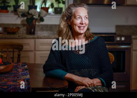 San Jose State, United States. 26th Feb, 2023. Elizabeth Sharkey, who teaches sixth grade at Raymond J Fisher Middle School, at home in the affordable housing development for teachers in Los Gatos, California., on Sunday, Feb. 26, 2023. (Photo by Shae Hammond/Bay Area News Group/TNS/Sipa USA) Credit: Sipa USA/Alamy Live News Stock Photo