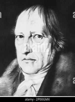 The german philosopher Georg Wilhelm Friedrich HEGEL ( 1770 - 1831 ). Portrait by Jakob Schlesinger - SCRITTORE - LETTERATO - WRITER - LETTERATURA - LITERATURE - PENSATORE - THINKER - FILOSOFO - PHILOSOPHER - PHILOSOPHY - FILOSOFIA - ritratto - fur collar - colletto di pelliccia  - cravatta - tie - IDEALISMO - IDEALISM ----  Archivio GBB Stock Photo