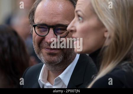 Delphine Arnault and Xavier Niel attend the Inauguration of the