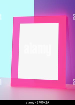 Abstract 3D render of luminous purple geometric lines and layered ...