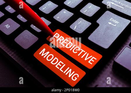 Sign displaying Predictive Modeling. Word Written on maintenance strategy driven by predictive analytics Stock Photo