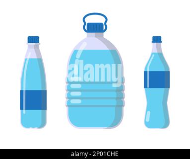 Collection Of Design Concepts With Water Bottles. Vector Illustration In Flat Style Stock Vector