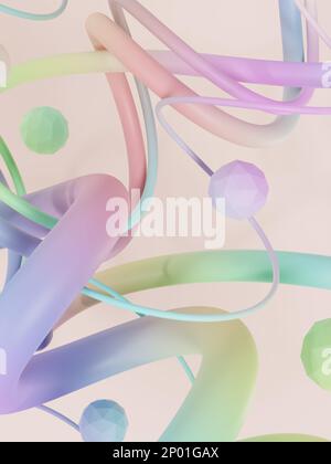 3D Rendering Dynamic Pastel Colors Iridescent Abstract Background for ...