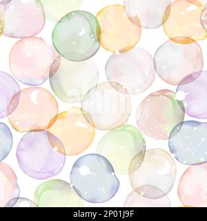 Vector Gradient Mesh Watercolor Drawing Multi Colors Overlapping Seamless Pattern with White Space and Galaxy Pattern. Stock Vector