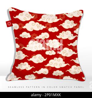 Vector Chinese, Korean or Japanese Traditional Line Drawing Cloud Seamless Pattern. Stock Vector