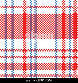 Vector Retro Red White Blue Iconic Old Hong Kong Checker Seamless Pattern for Products or Textile Prints. Stock Photo