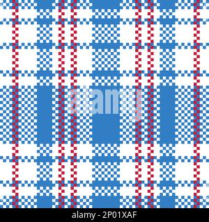 Vector Retro Red White Blue Iconic Old Hong Kong Checker Seamless Pattern for Products or Textile Prints. Stock Photo