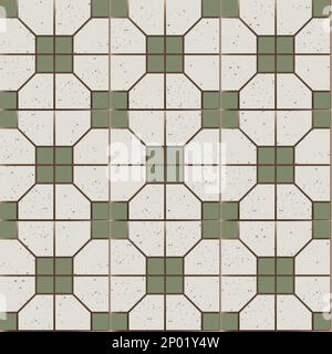 Vector Retro Iconic Old Hong Kong Flooring Tiles Seamless Pattern for Products or Wrapping Paper Prints. Stock Photo