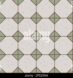 Vector Retro Iconic Old Hong Kong or Taiwan Flooring Tiles Seamless Pattern for Products or Wrapping Paper Prints. Stock Photo