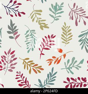 Vector Retro Vintage Festive Abstract Spring or Summer Watercolor Drawing Style Leaves Seamless Surface Pattern for Products, Fabric or Wrapping Paper Stock Vector