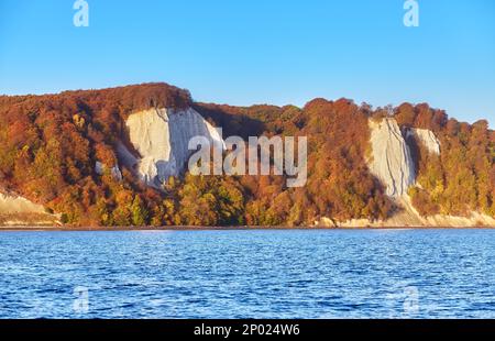 Chalk cliffs on Rügen Island (Rugia, Ruegen) at sunrise, Baltic Sea coast, Germany. Stock Photo