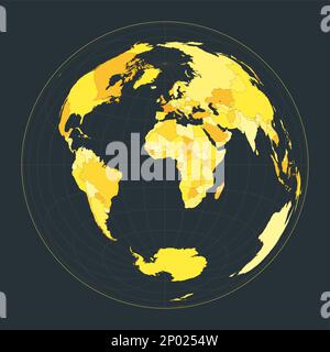 World Map. Lambert azimuthal equal-area projection. Futuristic world illustration for your infographic. Bright yellow country colors. Authentic vector Stock Vector