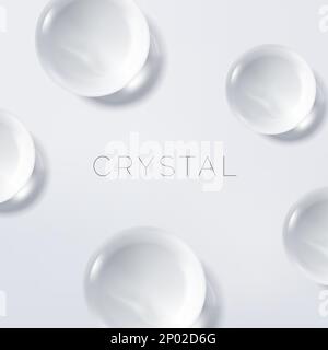 Vector Realistic Clear or White Crystal Sphere 3D illustration for Beauty and Cosmetics Poster, Book Cover or Advertisement Background. Stock Vector