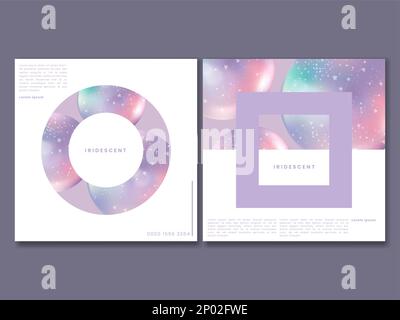 Vector Holographic Abstract Marble, Ball, Sphere or Planet Invitation Card, Book Cover or Advertisement Background. Purple and White. Stock Vector