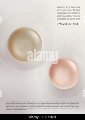 Vector Abstract Transparent Atom, Cell, Nutrition or Collagen Element 3D Illustration for Beauty and Healthcare Poster, Product Packaging, or Advertis Stock Vector