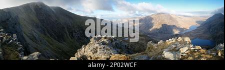 Snowdonia, Wales- Panoramic view of the Ogwen Valley Stock Photo