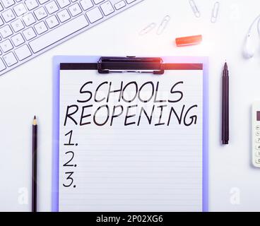 Conceptual display Schools Reopening. Business approach classes are over for the time being End of the school day Stock Photo