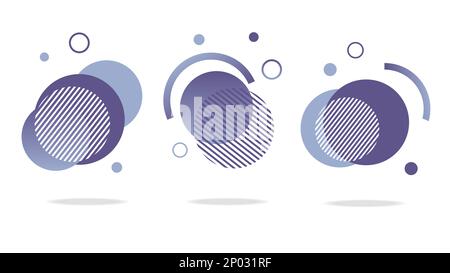 Set of round abstract badges, icons or shapes in trendy colors Stock Vector