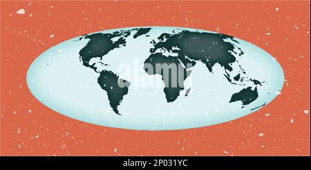 World Map Poster. Bromley projection. Vintage World shape with grunge texture. Creative vector illustration. Stock Vector