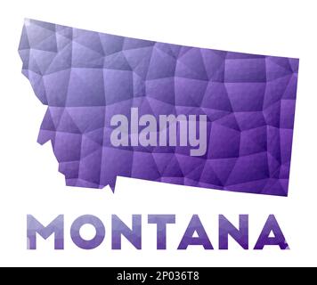 Map of Montana. Low poly illustration of the us state. Purple geometric design. Polygonal vector illustration. Stock Vector