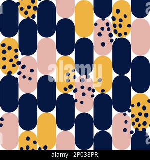 Vector Retro or Vintage Minimalist Geometric Shapes Abstract Seamless Surface Pattern. Stock Vector