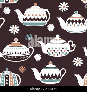 Vector Retro Teapots or kettles Seamless Surface Pattern for Products or Wrapping Paper Prints. Stock Vector