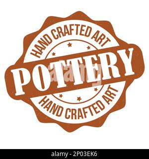 Pottery label or stamp on white background, vector illustration Stock Vector